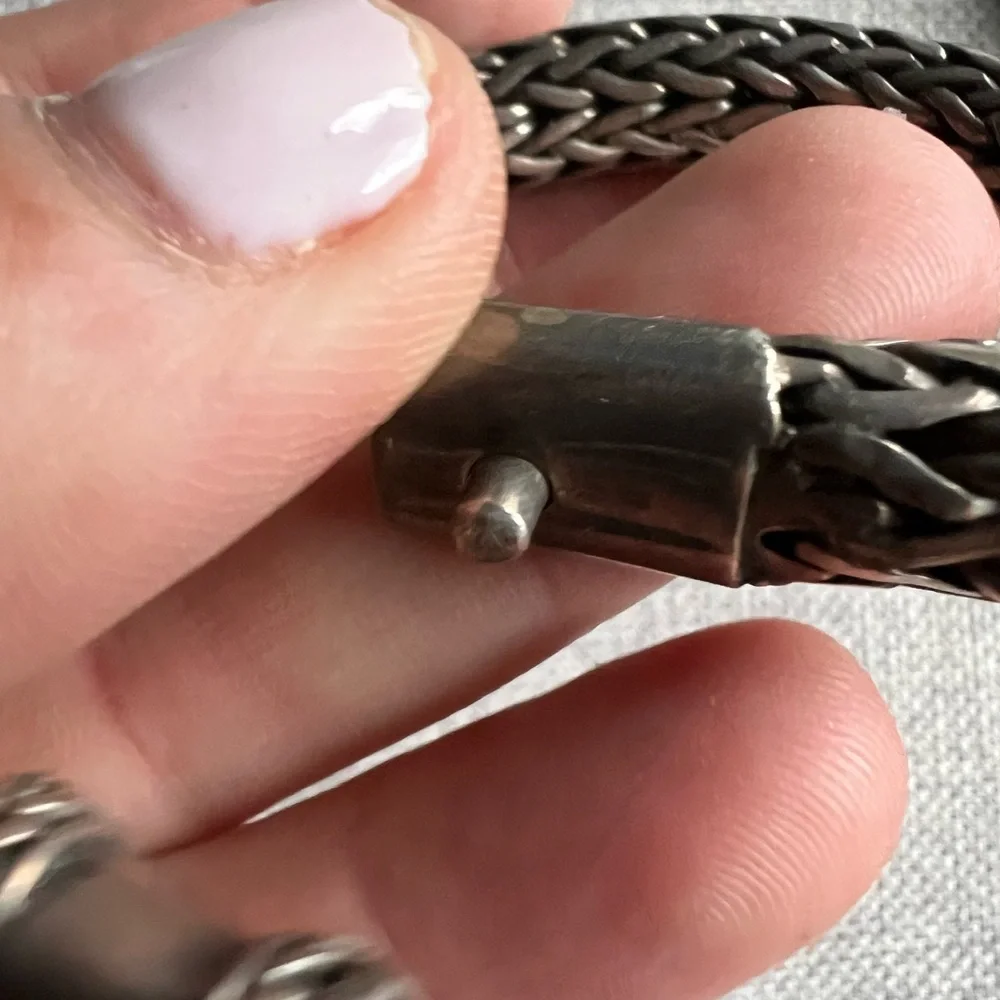 Thick Sterling Silver Braided Chain Bracelet 7.5